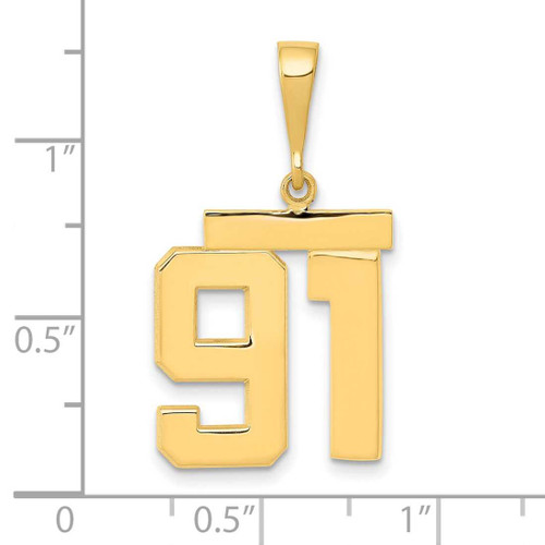 Image of 14K Yellow Gold Medium Polished Number 91 Pendant MP91