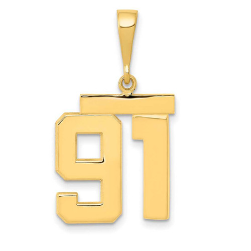 Image of 14K Yellow Gold Medium Polished Number 91 Pendant MP91