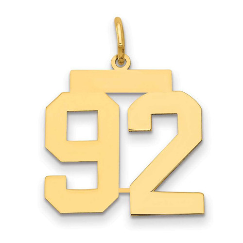 Image of 14K Yellow Gold Medium Polished Number 92 Charm LM92