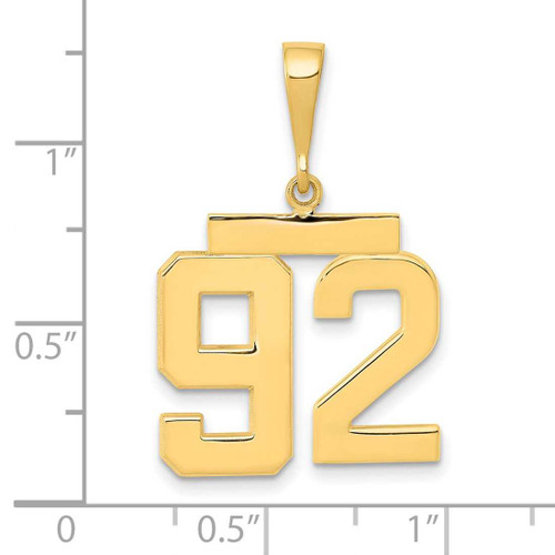 Image of 14K Yellow Gold Medium Polished Number 92 Pendant MP92
