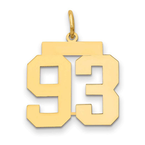 Image of 14K Yellow Gold Medium Polished Number 93 Charm LM93