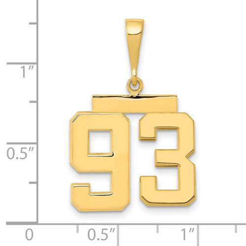 Image of 14K Yellow Gold Medium Polished Number 93 Pendant MP93