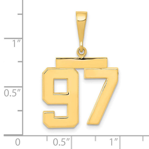 Image of 14K Yellow Gold Medium Polished Number 97 Pendant MP97