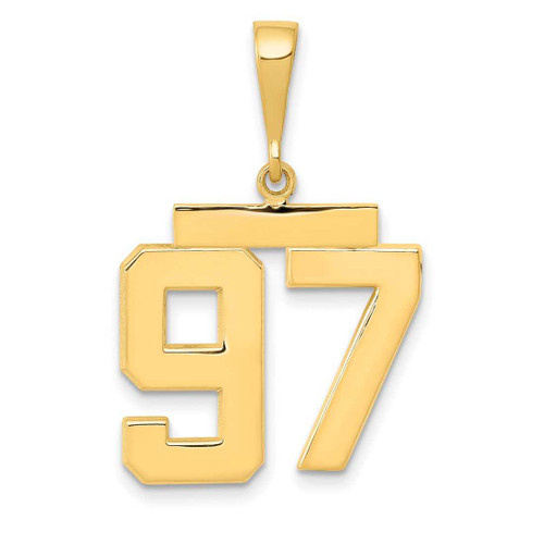 Image of 14K Yellow Gold Medium Polished Number 97 Pendant MP97