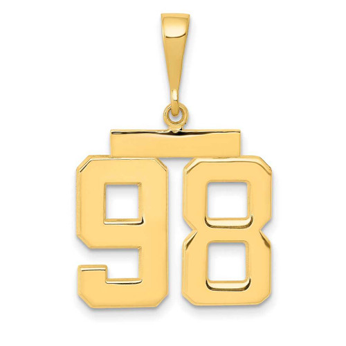 Image of 14K Yellow Gold Medium Polished Number 98 Pendant MP98