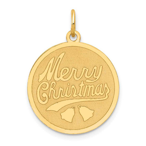 Image of 14K Yellow Gold Merry Christmas Disc Charm A4124/L