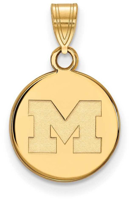 Image of 14K Yellow Gold Michigan (University Of) Small Disc Pendant by LogoArt