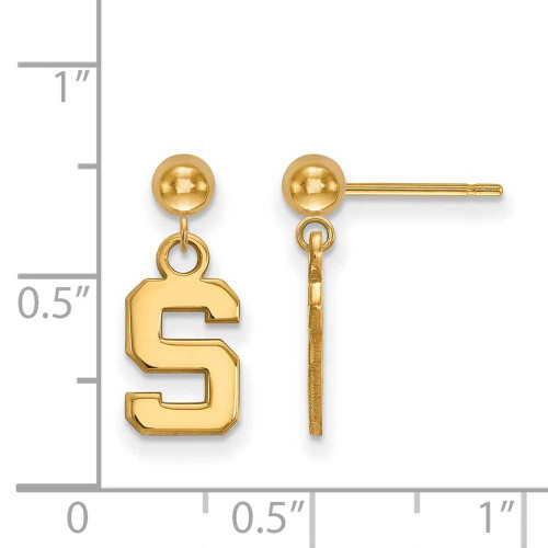 Image of 14K Yellow Gold Michigan State University Earrings Dangle Ball by LogoArt