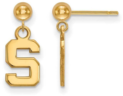 Image of 14K Yellow Gold Michigan State University Earrings Dangle Ball by LogoArt