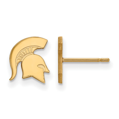 14K Yellow Gold Michigan State University X-Small Post Earrings LogoArt 4Y050MIS