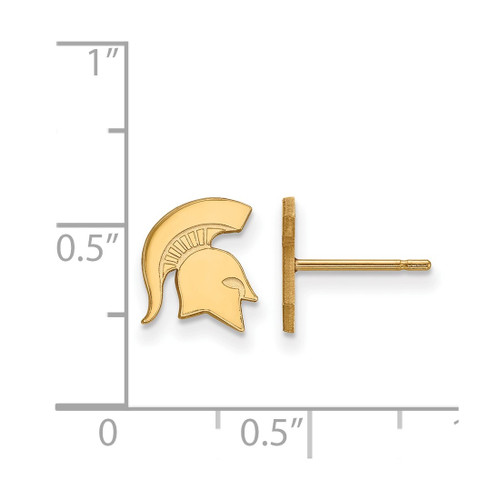 14K Yellow Gold Michigan State University X-Small Post Earrings LogoArt 4Y050MIS