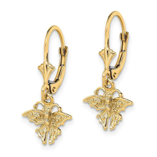 Image of 25.6mm 14K Yellow Gold Mini Butterfly Leverback Earrings