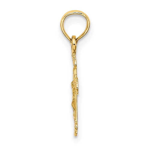 Image of 14K Yellow Gold Mini Crucifix w/ Fancy Tips Pendant