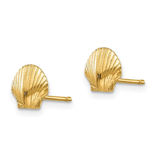 Image of 7mm 14K Yellow Gold Mini Scallop Shell Stud Post Earrings