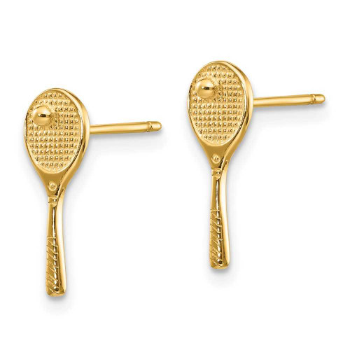 Image of 14mm 14K Yellow Gold Mini Tennis Racquet w/ Ball Stud Post Earrings