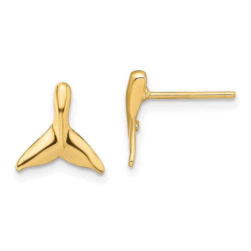 Image of 9.9mm 14K Yellow Gold Mini Whale Tail Post Earrings