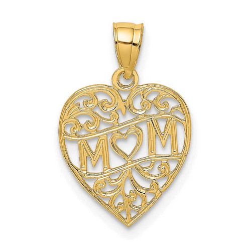 Image of 14K Yellow Gold Mom In Heart Pendant