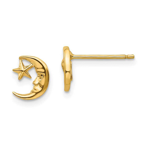 Image of 8mm 14K Yellow Gold Moon and Star Post Earrings