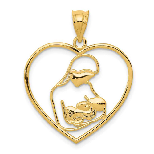 Image of 14K Yellow Gold Mother & Child In Heart Pendant