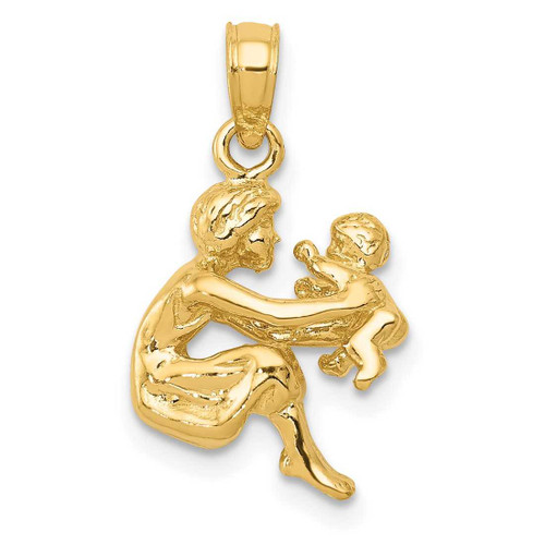 Image of 14K Yellow Gold Mother Holding Child Pendant