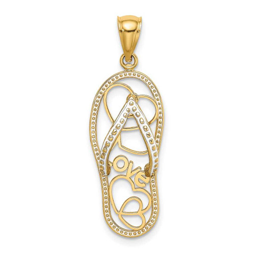 Image of 14K Yellow Gold Multi Heart Love Flip-Flop w/ White Enamel Pendant