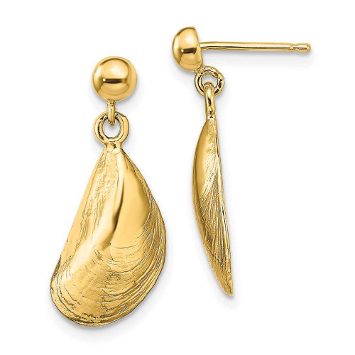 Image of 20.5mm 14K Yellow Gold Mussel Shell Dangle Earrings