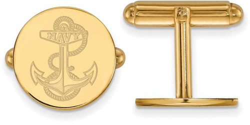 Image of 14K Yellow Gold Navy Cuff Links by LogoArt (4Y025USN)