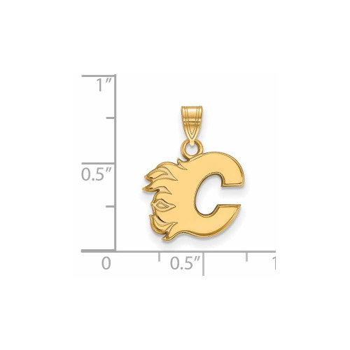 Image of 14K Yellow Gold NHL Calgary Flames Small Pendant by LogoArt