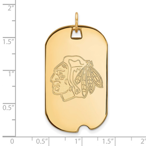 14K Yellow Gold NHL Chicago Blackhawks Large Dog Tag by LogoArt