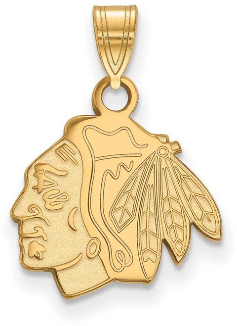 Image of 14K Yellow Gold NHL Chicago Blackhawks Small Pendant by LogoArt (4Y002BLA)