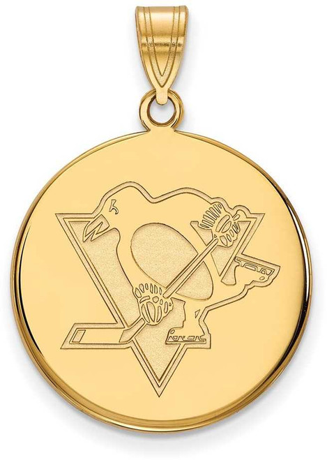 Image of 14K Yellow Gold NHL Pittsburgh Penguins Large Disc Pendant by LogoArt