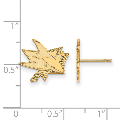 14K Yellow Gold NHL San Jose Sharks Small Post Earrings by LogoArt