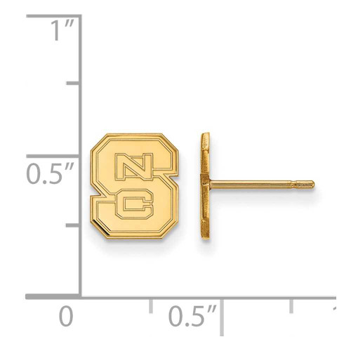 Image of 14K Yellow Gold North Carolina State University XSmall Earrings LogoArt 4Y008NCS