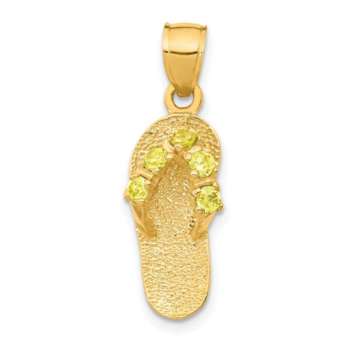 Image of 14K Yellow Gold November/CZ Simulated Birthstone Flip Flop Pendant