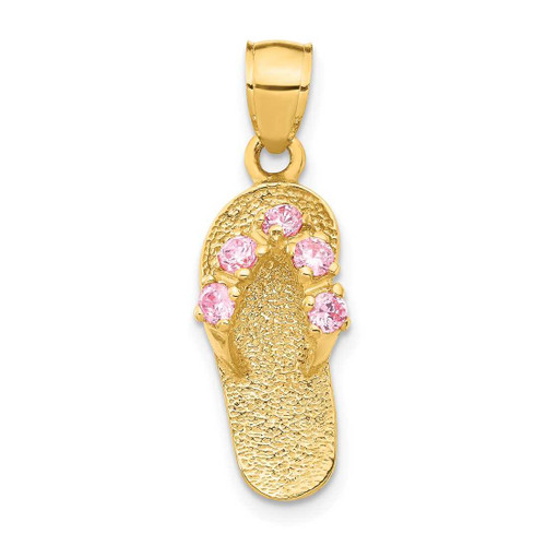 Image of 14K Yellow Gold October/CZ Simulated Birthstone Flip Flop Pendant