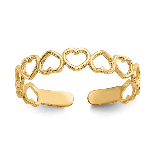 Image of 14K Yellow Gold Open Hearts Toe Ring