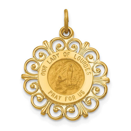 Image of 14K Yellow Gold Our Lady Of Lourdes Medal Pendant