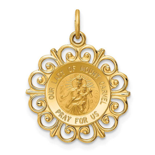 Image of 14K Yellow Gold Our Lady Of Mt. Carmel Medal Charm XR653