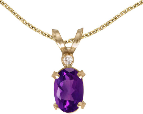 Image of 14k Yellow Gold Oval Amethyst And Diamond Filigree Pendant (Chain NOT included)