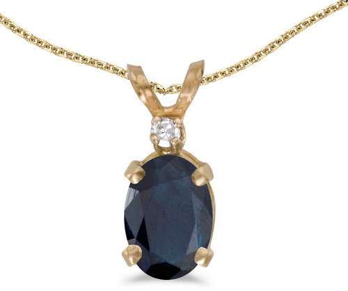 Image of 14k Yellow Gold Oval Amethyst And Diamond Pendant (Chain NOT included) (CM-P6411X-02)