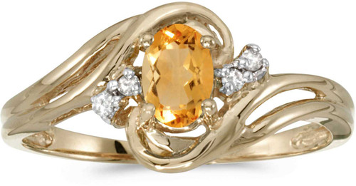 Image of 14k Yellow Gold Oval Citrine And Diamond Ring (CM-RM1219X-11)