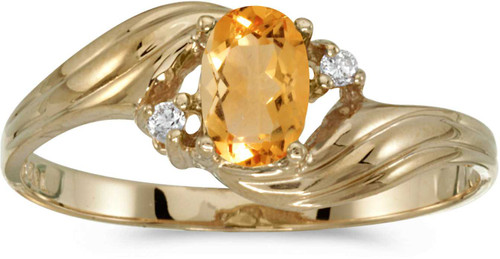 Image of 14k Yellow Gold Oval Citrine And Diamond Ring (CM-RM671X-11)