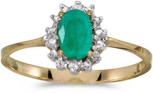 Image of 14k Yellow Gold Oval Emerald And Diamond Ring (CM-RM1342X-05)