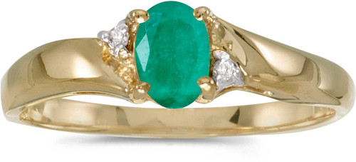 Image of 14k Yellow Gold Oval Emerald And Diamond Ring (CM-RM1503X-05)