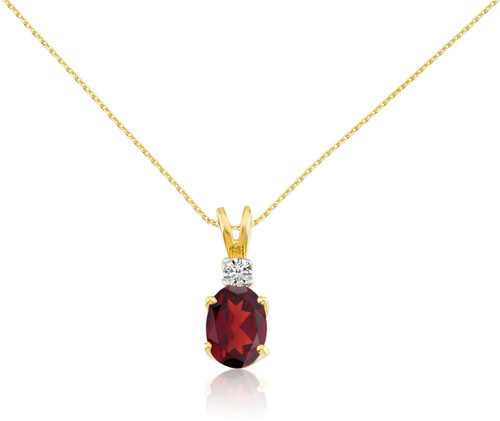 Image of 14K Yellow Gold Oval Garnet & Diamond Pendant (Chain NOT included) P8021-01