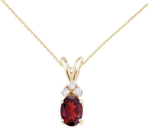 Image of 14K Yellow Gold Oval Garnet & Diamond Pendant (Chain NOT included) P8024-01