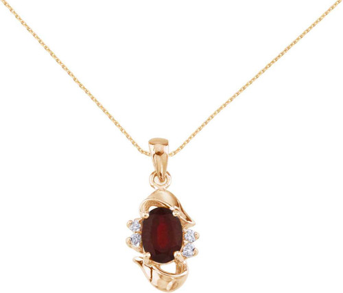 Image of 14K Yellow Gold Oval Garnet & Diamond Pendant (Chain NOT included) P8079X-01