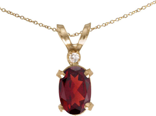 Image of 14k Yellow Gold Oval Garnet And Diamond Filigree Pendant (Chain NOT included)