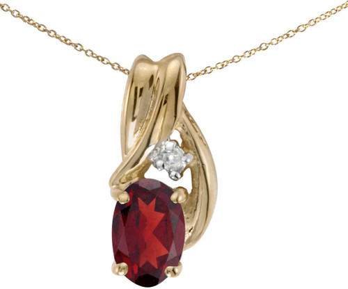 Image of 14k Yellow Gold Oval Garnet And Diamond Pendant (Chain NOT included) (CM-P1861X-01)