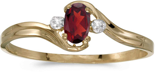 Image of 14k Yellow Gold Oval Garnet And Diamond Ring (CM-RM1678X-01)